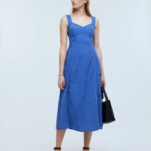 Madewell Sweetheart Sleeveless midi Dress Blue Striped Sleeveless Dress- size 4